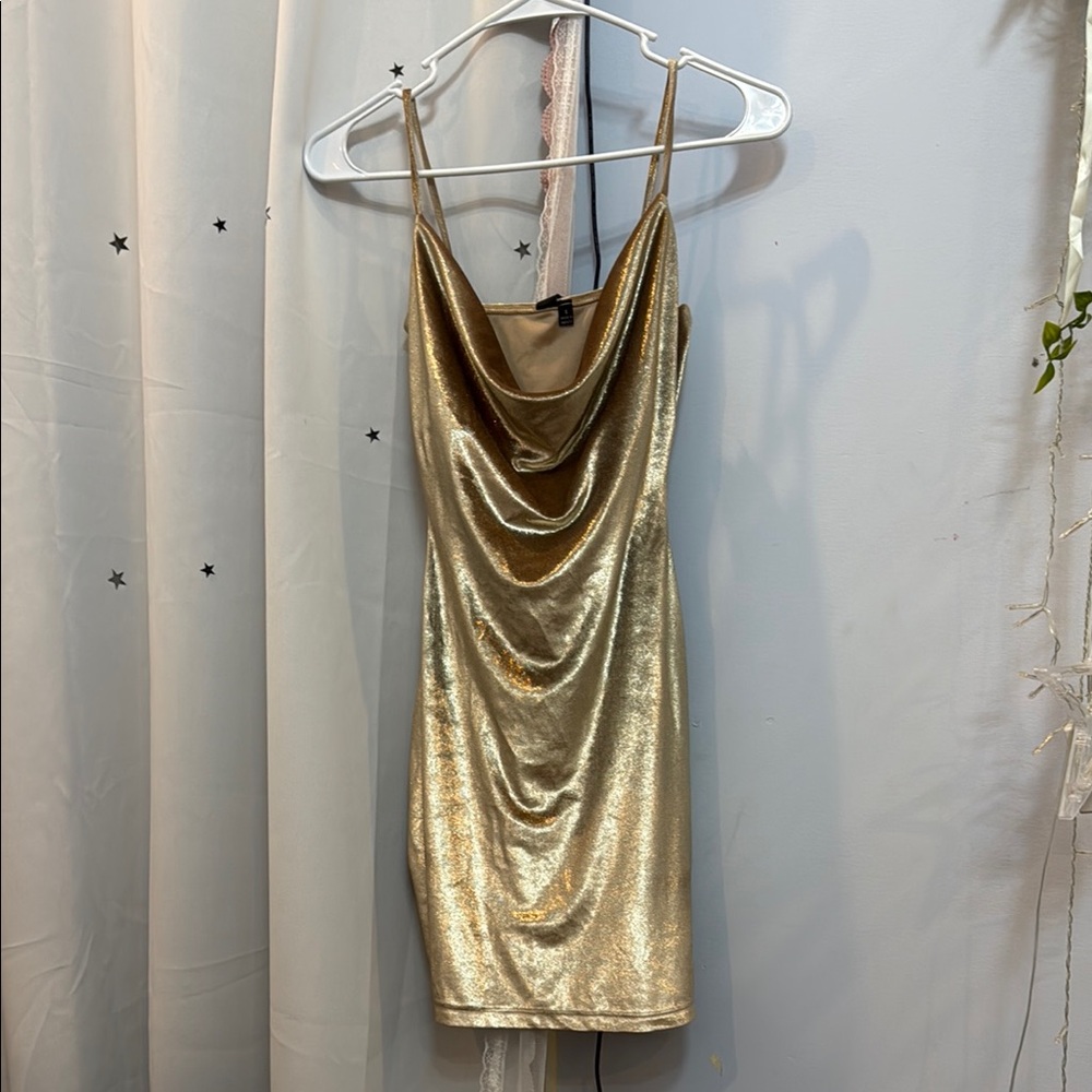 Windsor Gold Ruched Mini Slip Dress